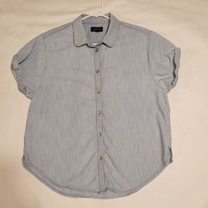 Lucky Brand Cap Sleeve Collared Blouse Button Up
